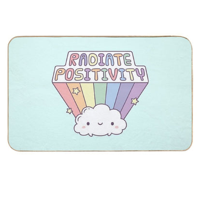 Radiate Positivity, Cute Cloud And Rainbow  Rapid-Drying Bath Mat