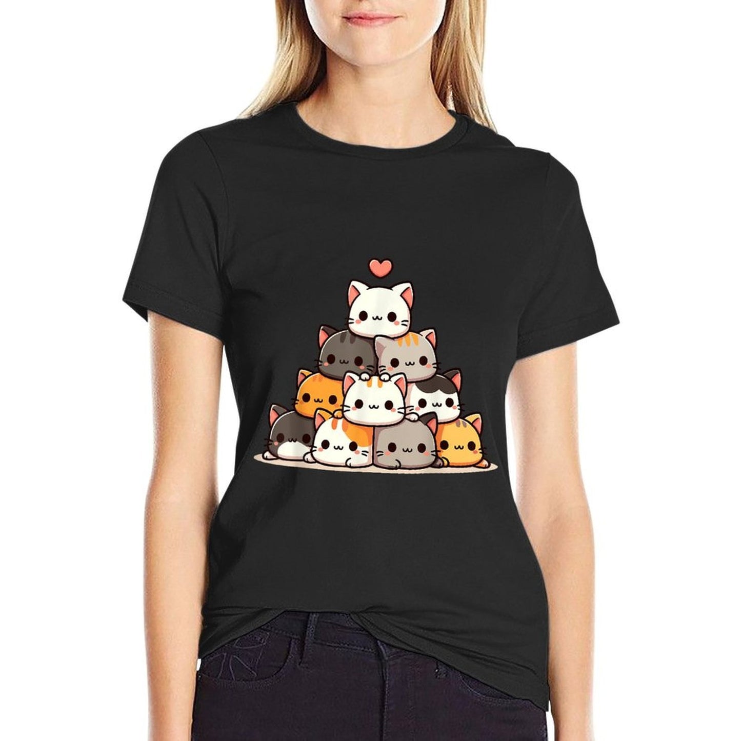 Cat Cute Cats Anime Kawaii  Slim-fit Cut T-Shirt