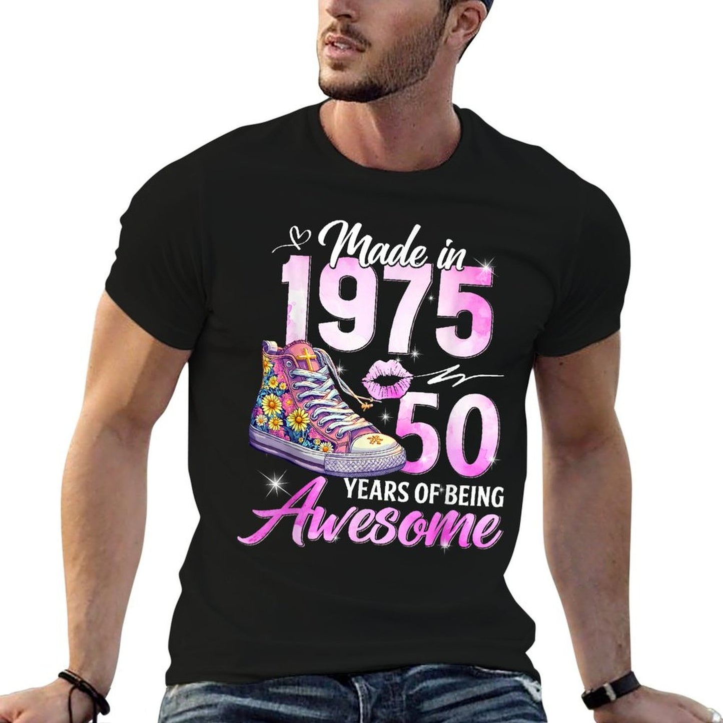 Chapter 50 EST 1975 50 Years Old Gifts 50th Birthday Queen  Wrinkle-resistant T-Shirt