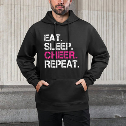 Eat Sleep Cheer Repeat Cheerleading Cheerleader Gifts Kangaroo Pocket Hoodie