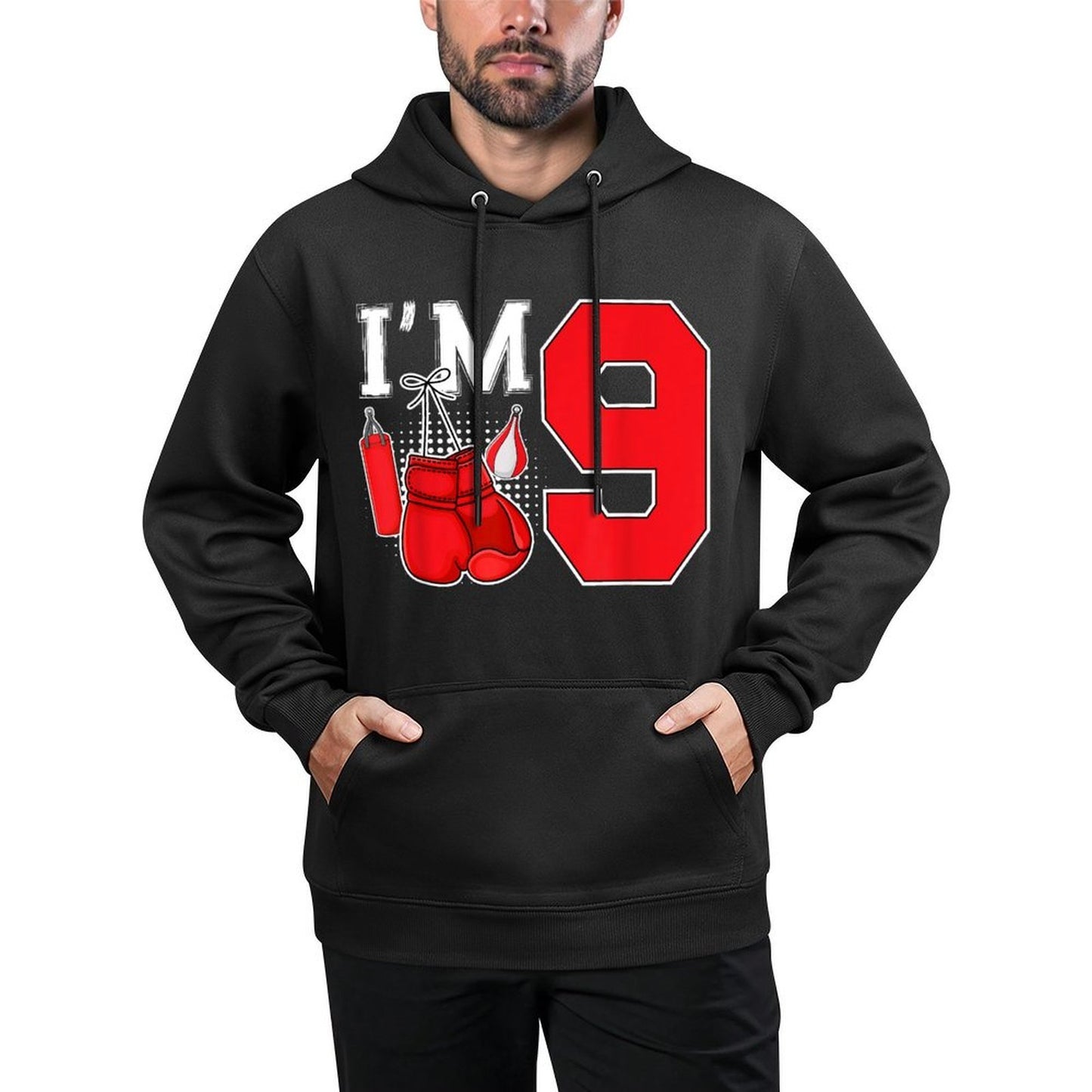 9th Boxing Birthday Party Nine Year Old Boxer Birthday Kangaroo Pocket Hoodie