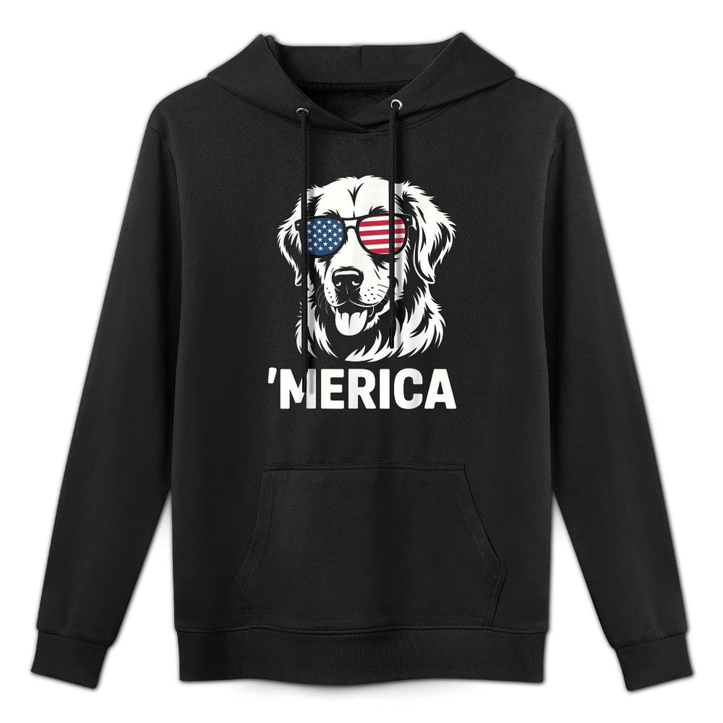 Merica Patriotic Golden Retriever Dog 4th of July Pilling-Resistant Hoodie