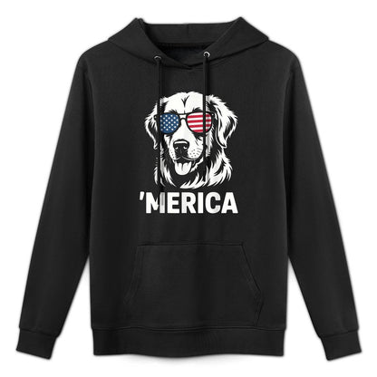 Merica Patriotic Golden Retriever Dog 4th of July Pilling-Resistant Hoodie