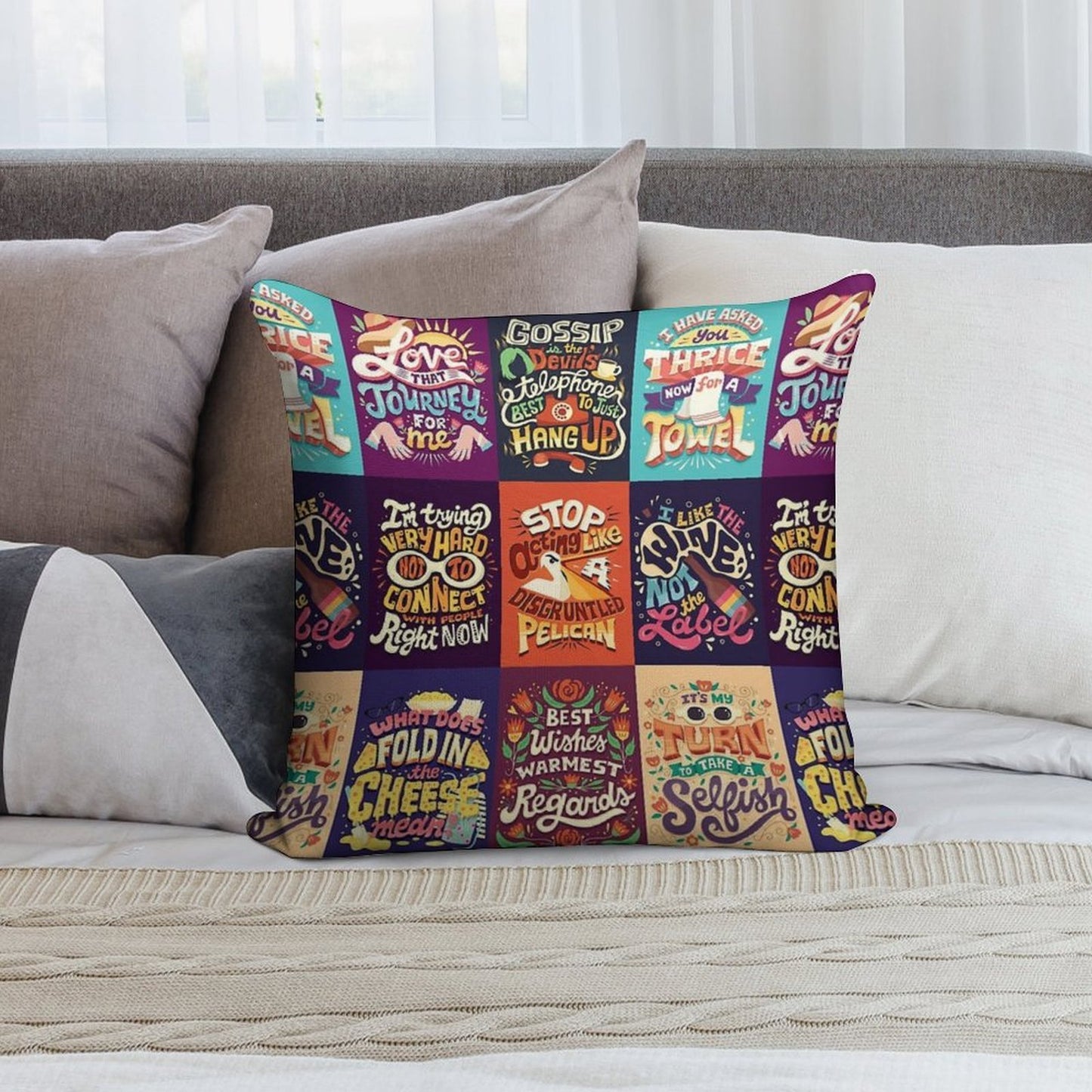 SC Collage Soft High-Density Material Throw Pillow