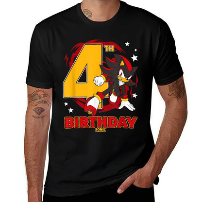 Sonic The Hedgehog 4th Birthday Epic Shadow Big Chest Logo  Trendy Pattern T-Shirt