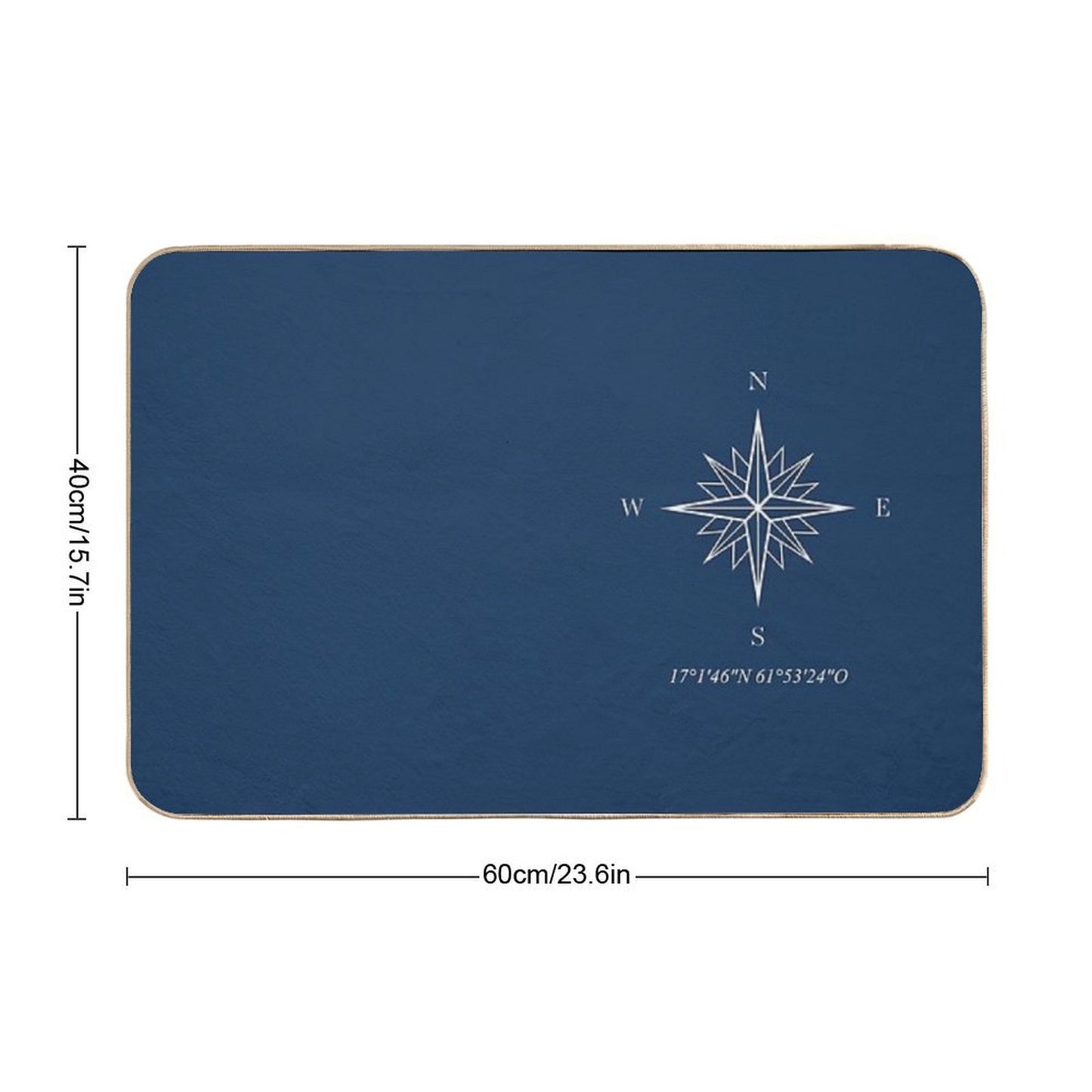 Compass Rose White  Odorless Bath Mat
