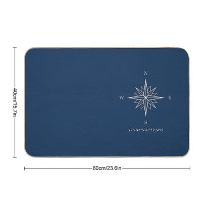 Compass Rose White  Odorless Bath Mat