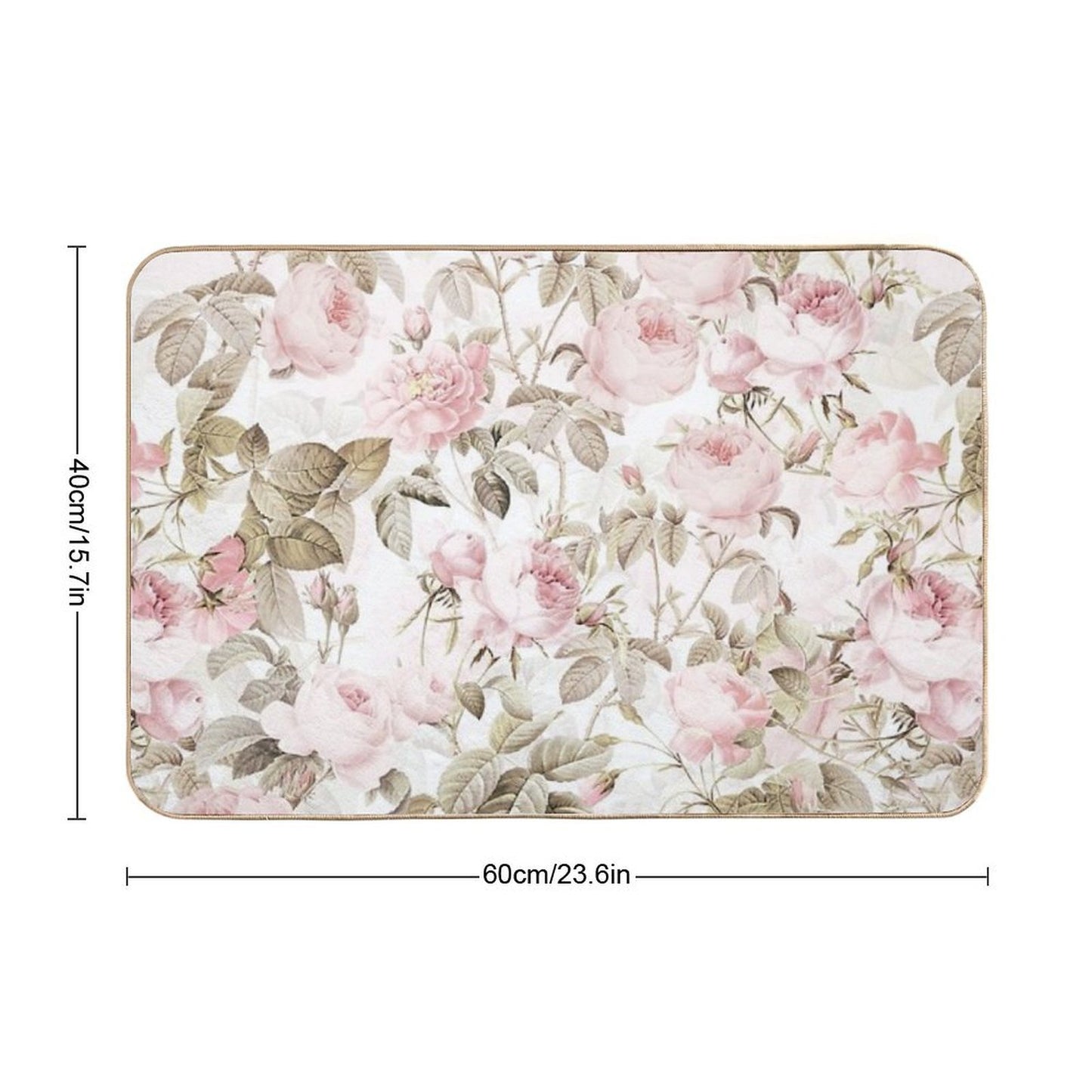 Sepia Old Vintage Roses Botanical Garden on Pink Pattern NightGarden  Toxin-Free Bath Mat