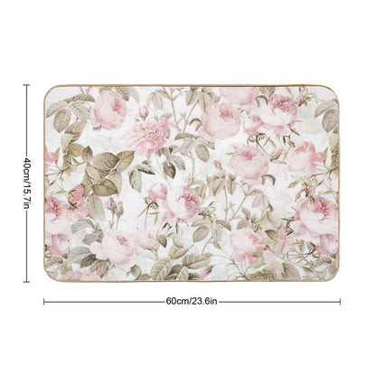 Sepia Old Vintage Roses Botanical Garden on Pink Pattern NightGarden  Toxin-Free Bath Mat