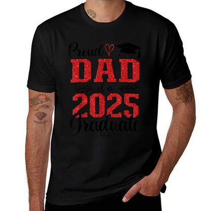 Proud Dad Of A Class Of 2025 Graduate Senior Graduation  Rolled Sleeves T-Shirt