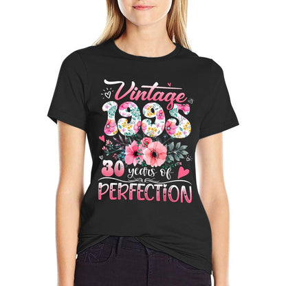 Vintage 1995 Floral 30 Years Of Perfection 30th B-day Party  Affordable Price T-Shirt