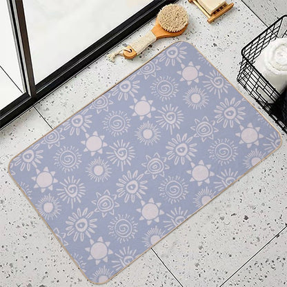 Magical Sun Bohemian Dreamy Aesthetic In Muted Colors Pigeon Blue  Anti-Trip Bath Mat