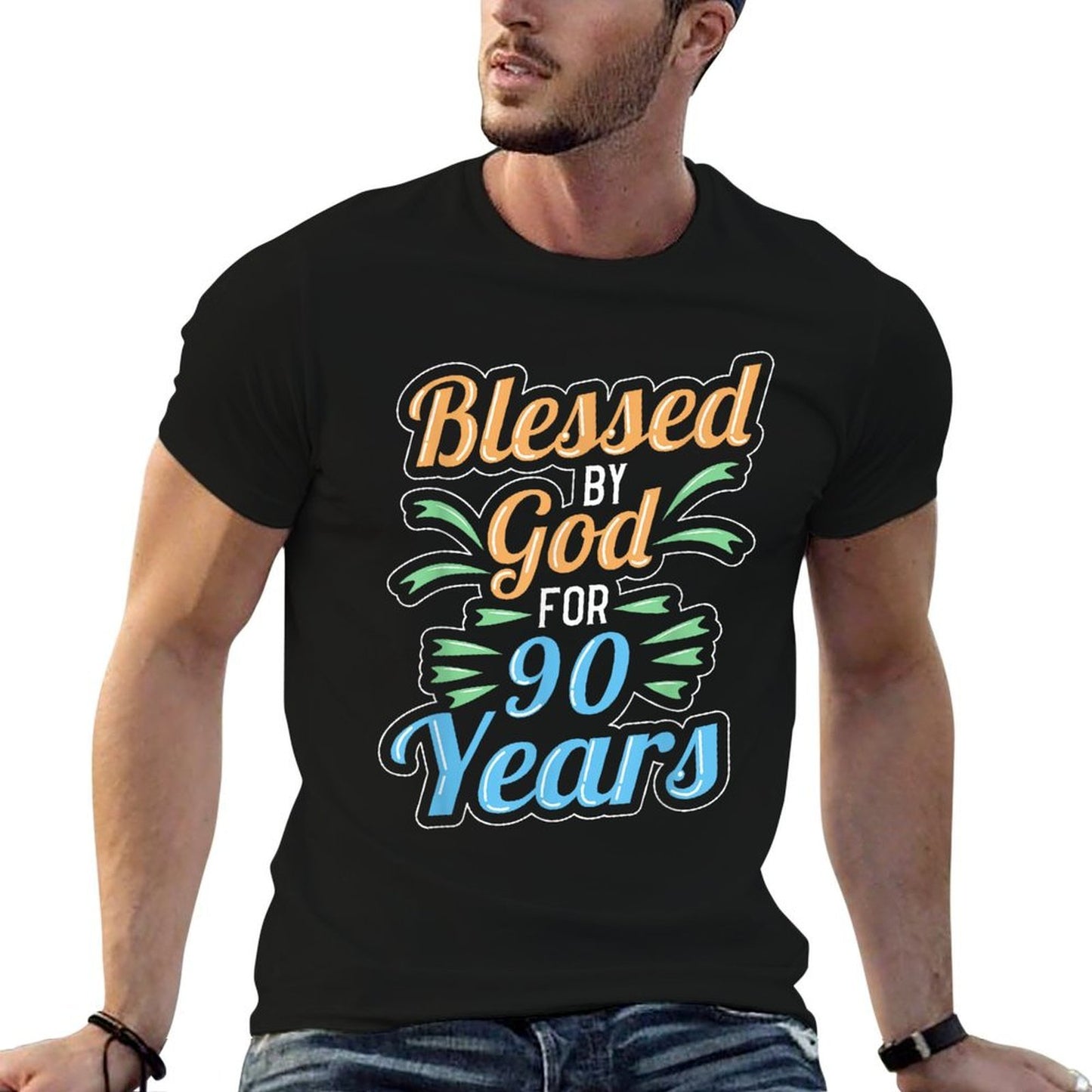 Blessed By God for 90 Years 90th Birthday  Tagless Design T-Shirt