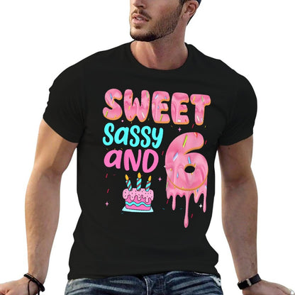 Kids Sweet Sassy And Six 6 Birthday Girl Donut 6th Birthday  Moisture-wicking T-Shirt