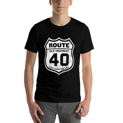 Old Highway Sign 40th Birthday Gift 40 Year Old Bday  Rolled Sleeves T-Shirt