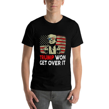 Trump Won Get Over It Patriotic Pro Trump Anti Kamala Funny  Fade-proof Color T-Shirt