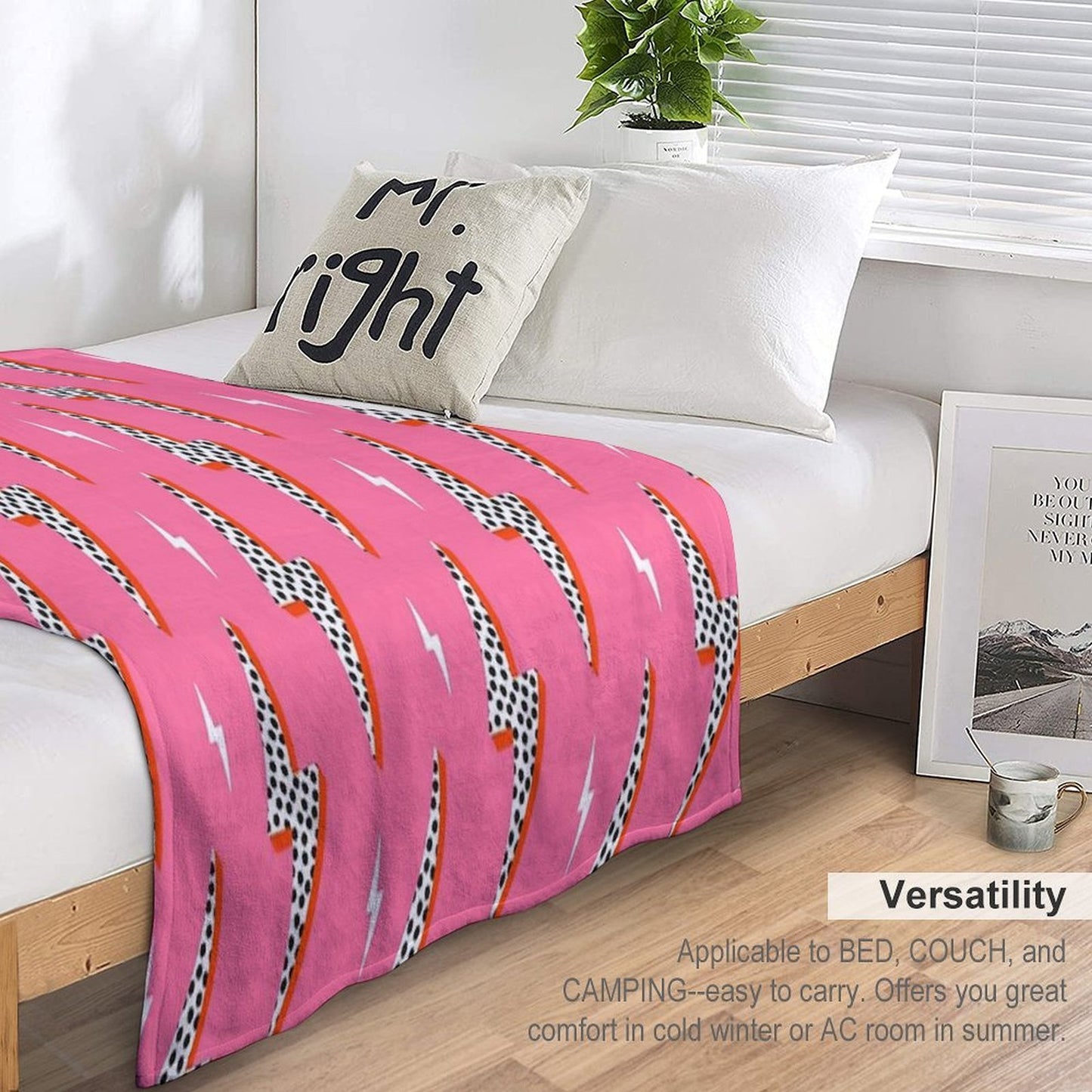 Lightning Bolt Thunder Flash Preppy Pink Premium Throw Blanket