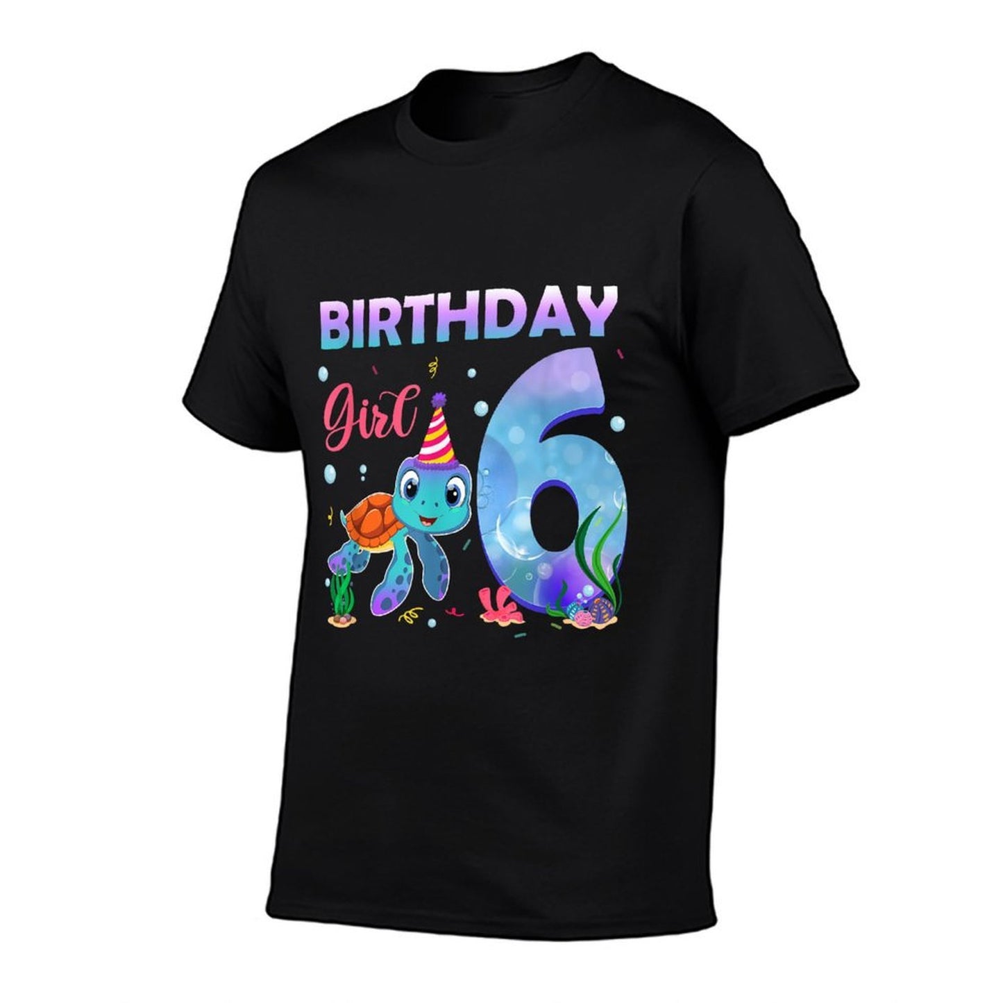 6th Birthday Girl Sea Turtle 6 Year Old Ocean Aquarium Girls  Cotton T-Shirt