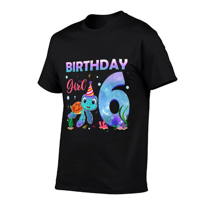 6th Birthday Girl Sea Turtle 6 Year Old Ocean Aquarium Girls  Cotton T-Shirt