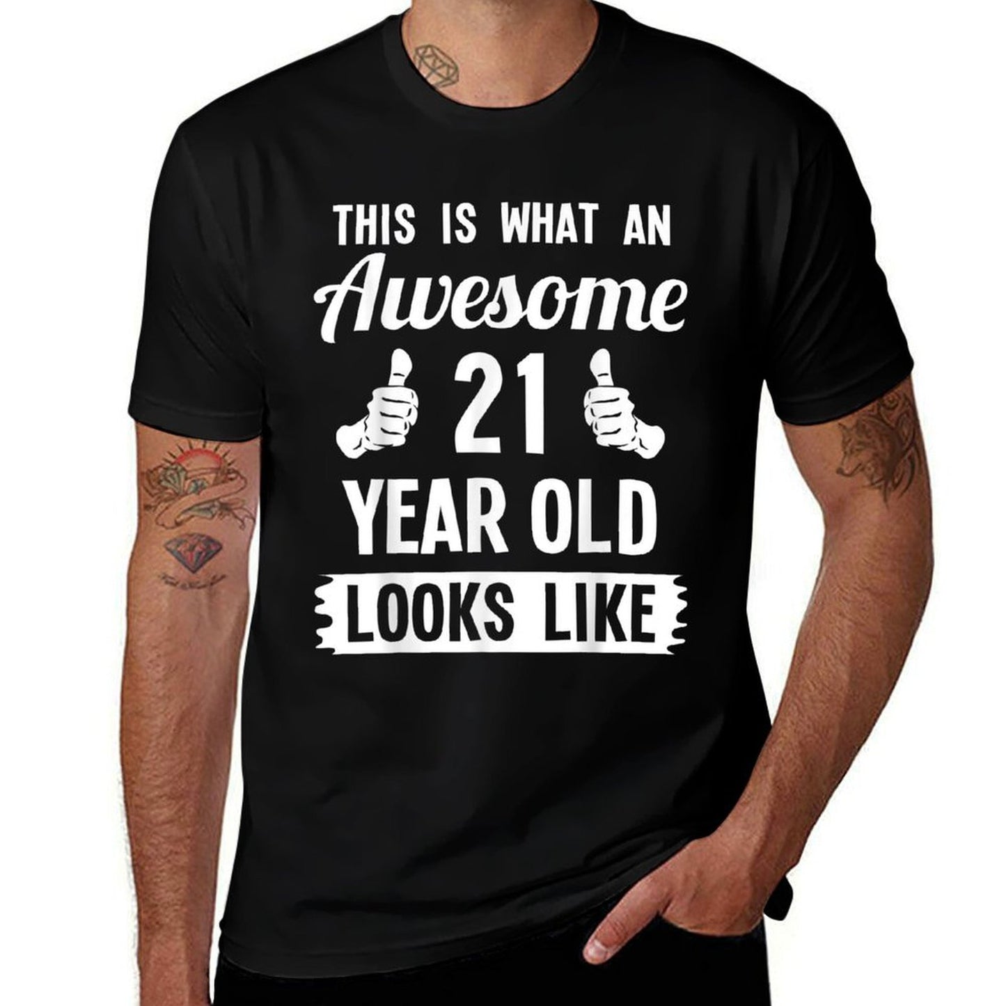 This Is What An Awesome 21 Year Old Looks Like 21st Birthday  Trendy Pattern T-Shirt