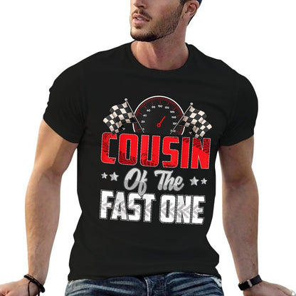 1 Year Old Racing Car Fast One Birthday 1st Family Cousin  Wrinkle-resistant T-Shirt