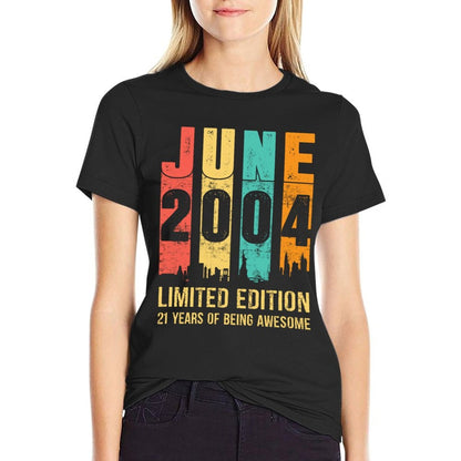 Vintage June 2004 21 Years Old 21st Birthday For Men Women  Breathable T-Shirt