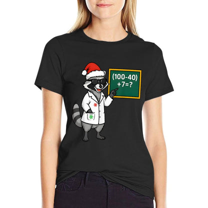Raccoon Math Teacher 67 Days of School Tee Cute Christmas  Slim-fit Cut T-Shirt