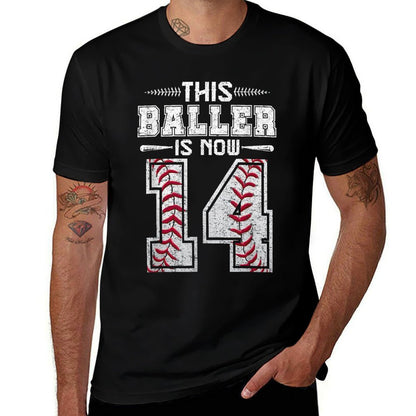 This Baller Is Now 14 Birthday Baseball Theme Bday Party  Odor-resistant T-Shirt