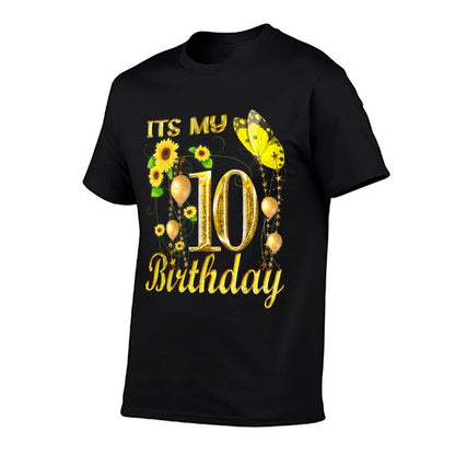 Its My 10th Birthday 10 Year Old Girl Sunflower Butterfly  Versatile T-Shirt