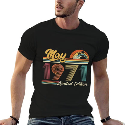 Vintage May 1971 Limited Edition 50th Birthday Gifts  Heathered Texture T-Shirt