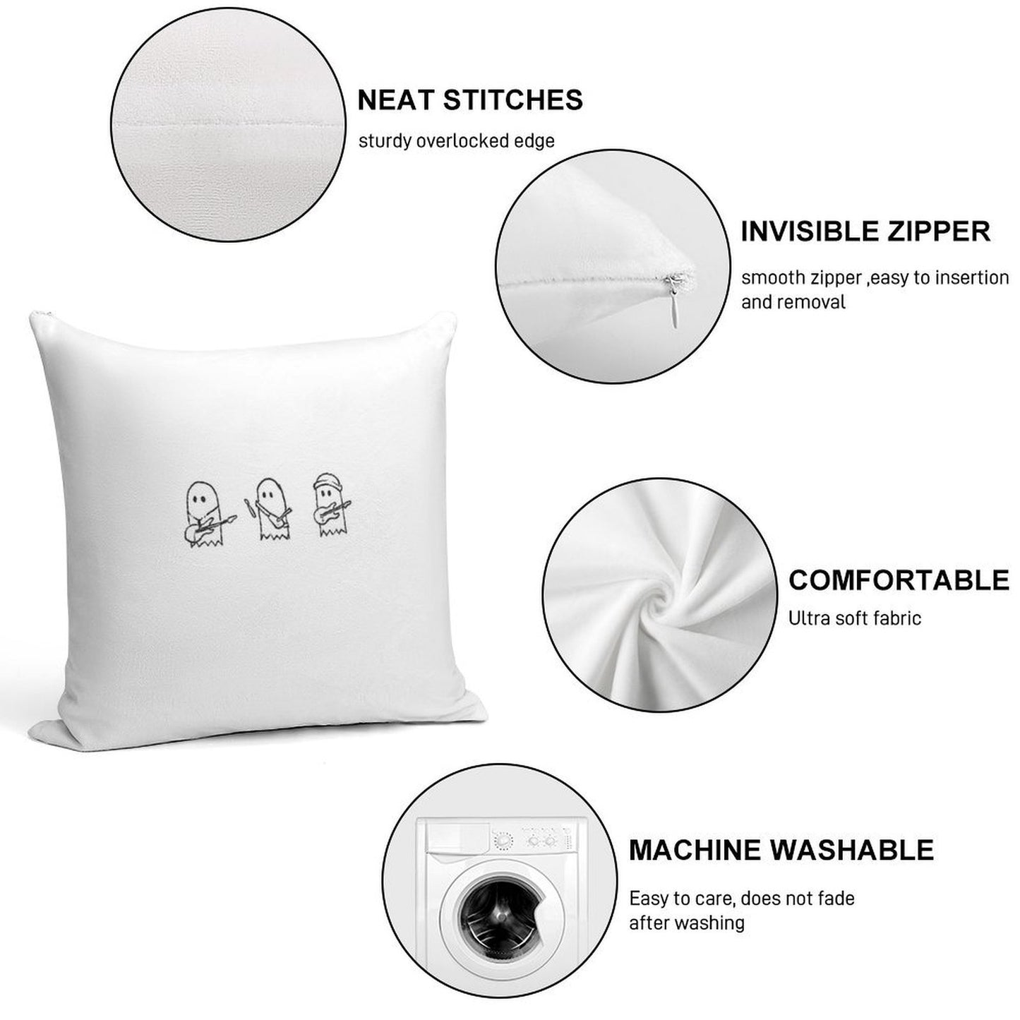 Julie And The Phantoms Ghosties Soft Short Plush Fabric Throw Pillow