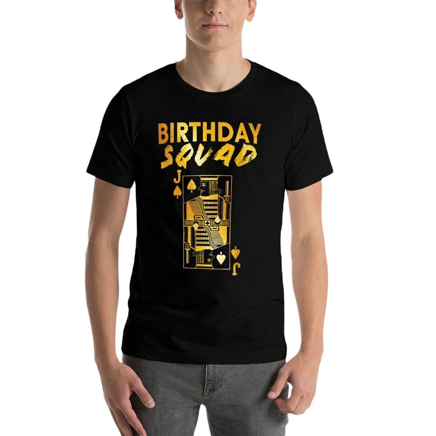 Happy Birthday Squad Jack Poker Best Party Gold Gift Black  Heathered Texture T-Shirt