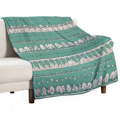 Castles And Colonnades — Turquoise Easy Care Throw Blanket