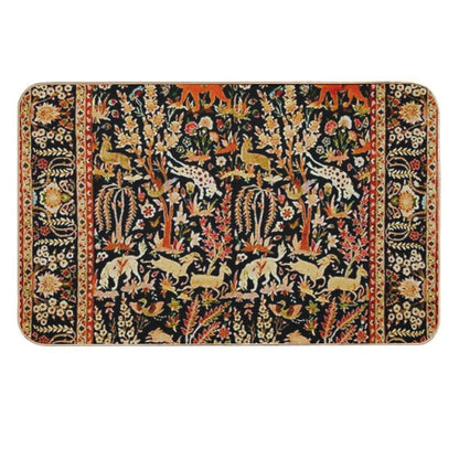 Antique Floral Persian Carpet with Animals Print  Eco-Friendly Bath Mat