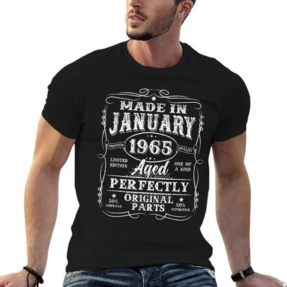 60 Years Old Made In January 1965 Vintage 60th Birthday Men  Soft T-Shirt