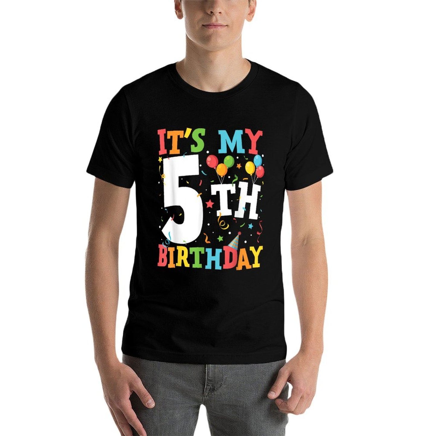 Kids It's My 5th Birthday 5 Five Year Old Birthday Party  Slim-fit Cut T-Shirt