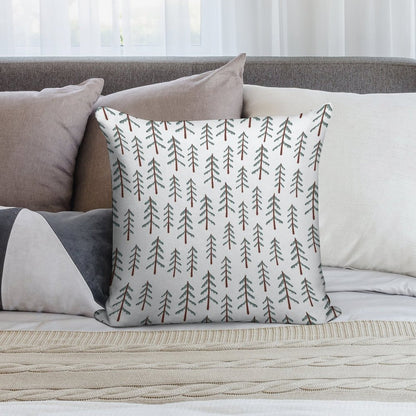Fir Tree Doodle Wood Soft Decorative Cover Throw Pillow