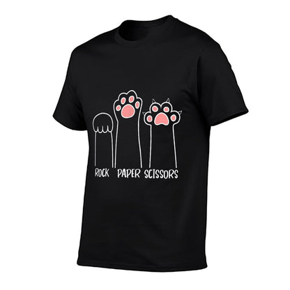 Introvert Cat Animal Rescue Pet Lover Apparel Rock Paper Scissors Hand Game Cute Paw Funny Cat Durable T-Shirt