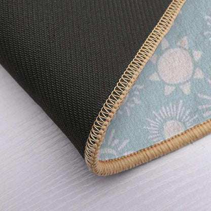 Magical Sun Bohemian Dreamy Aesthetic In Muted Colors Sky Blue  Slip-Resistant Bath Mat