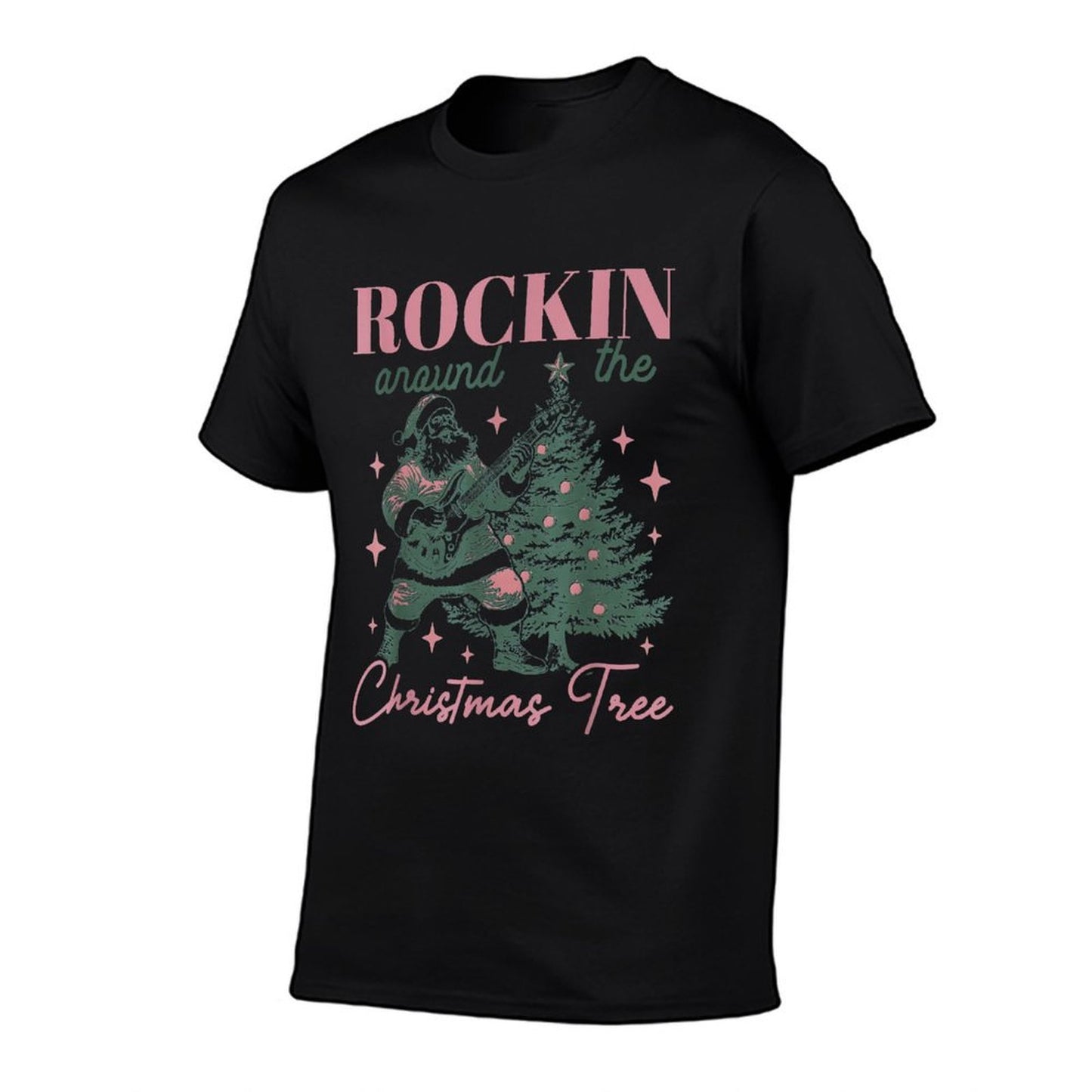 Rocking Around The Christmas Tree Santa Rock And Roll Guitar  Eco-friendly Material T-Shirt