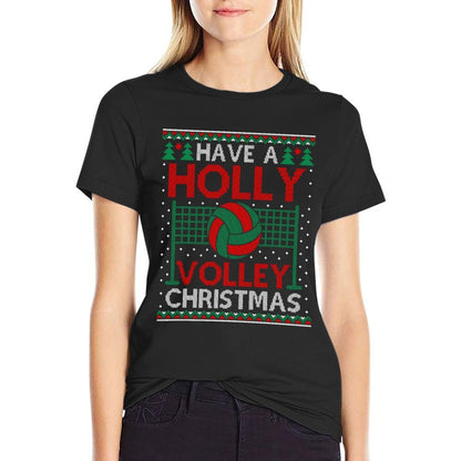 Holly Volleyball Ugly Christmas Sweater Sweatshirt  Stretchy T-Shirt
