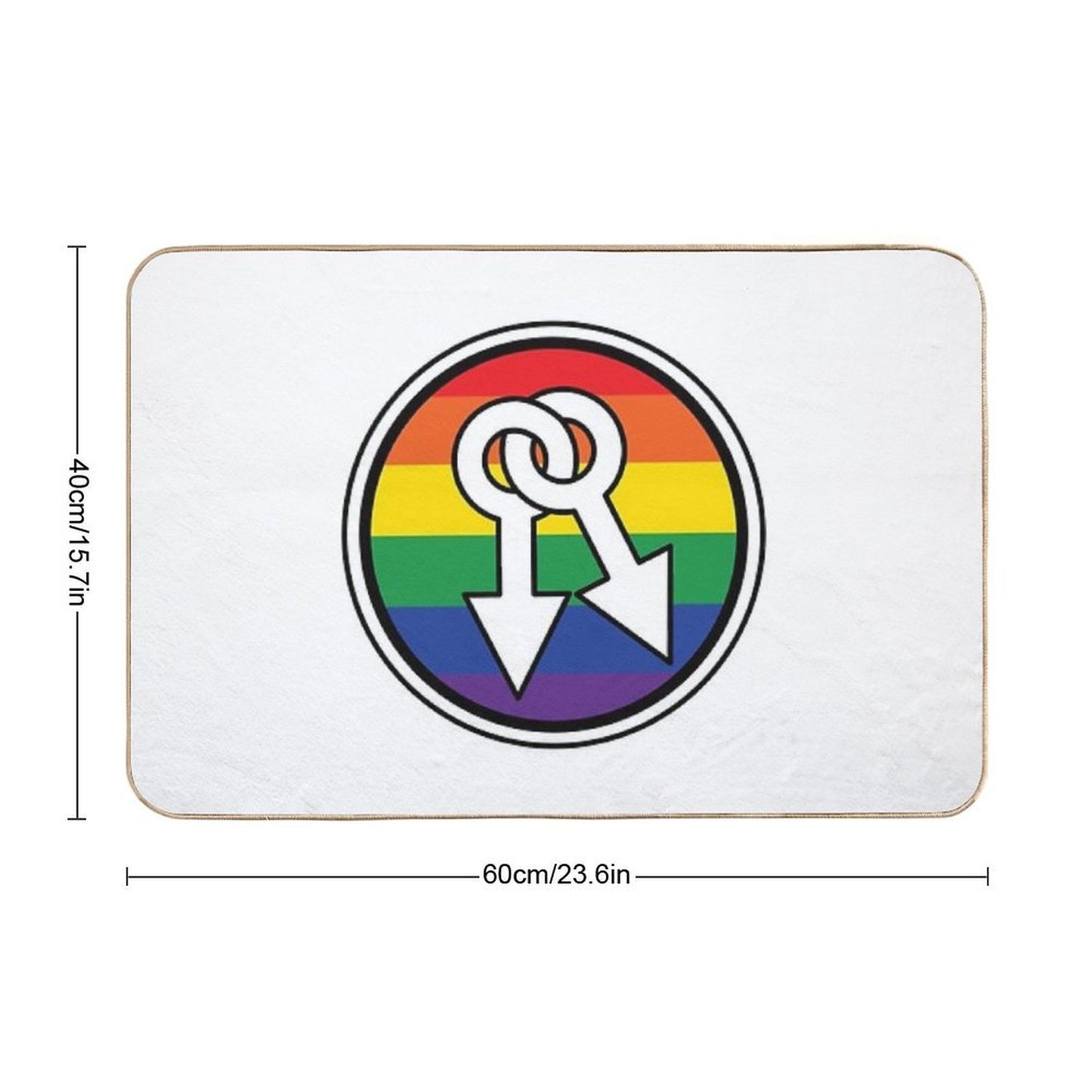 Male Symbols Rainbow  Non-Slip Bath Mat