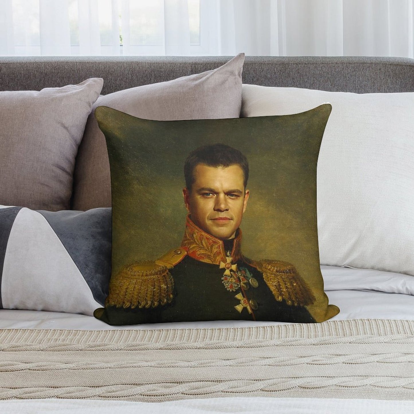 Matt Damon - Replaceface Soft Anti-Pilling Throw Pillow