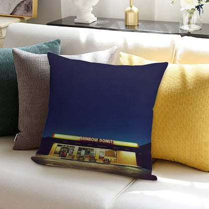 Rainbow Donuts. Soft Durable Construction Throw Pillow