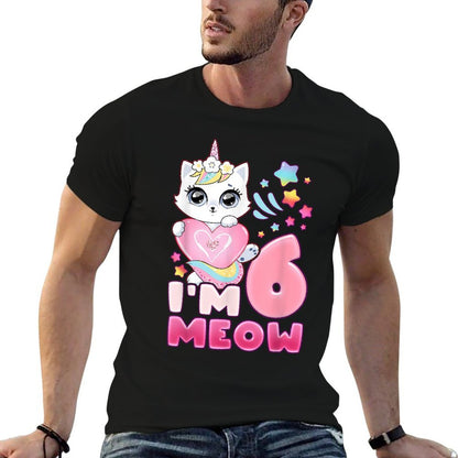 Birthday Girl 6 Years Old, Cat, Unicorn, 6th Birthday  Versatile T-Shirt