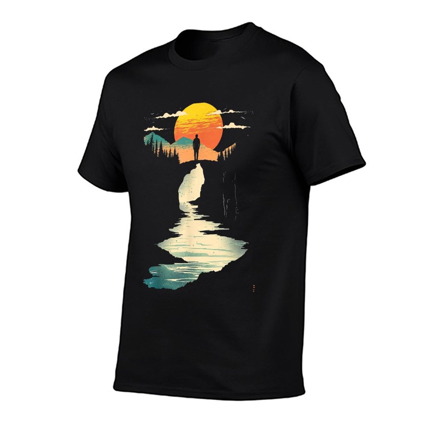 Twilight Cyan And Amber Seaside Vista  Quick-drying T-Shirt