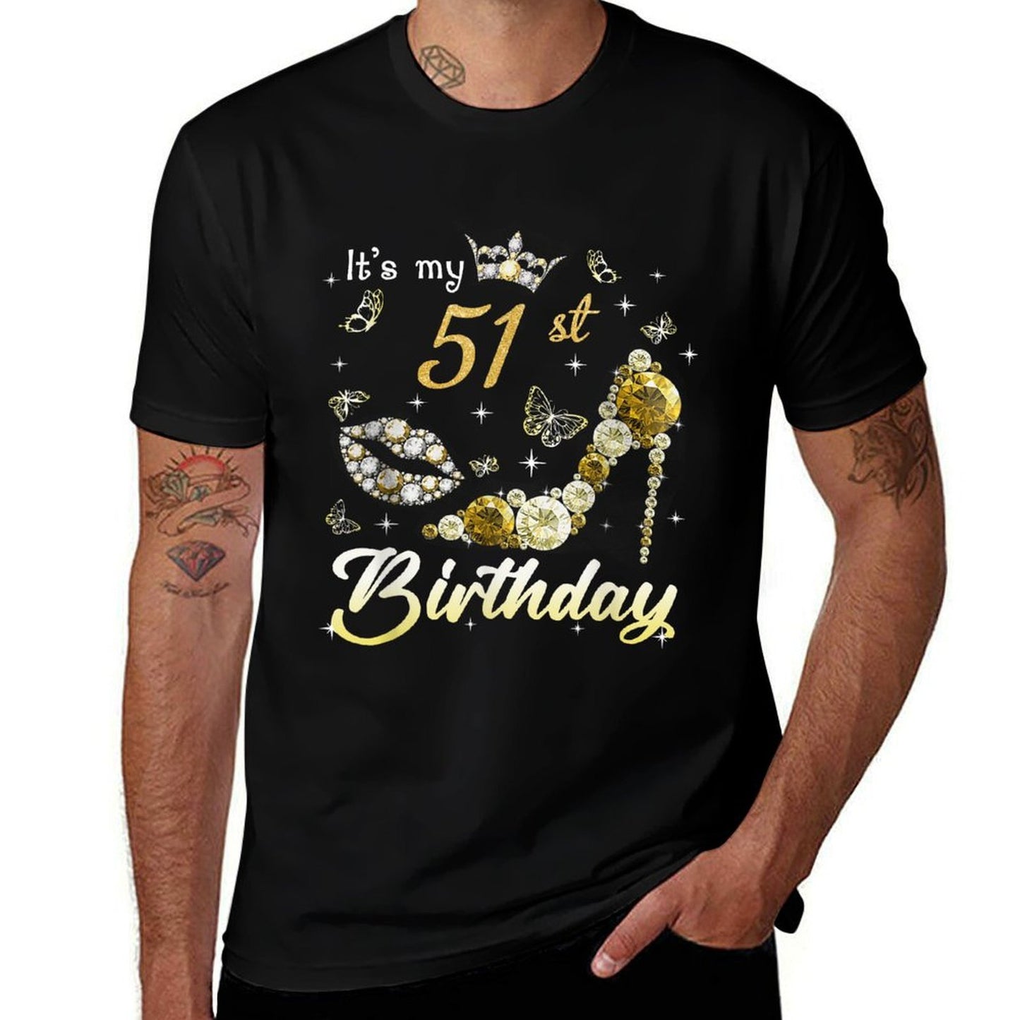 It's My 51st Birthday Queen 51 Year Old Crown Gold High Heel  Slim-fit Cut T-Shirt