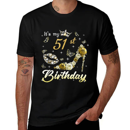It's My 51st Birthday Queen 51 Year Old Crown Gold High Heel  Slim-fit Cut T-Shirt
