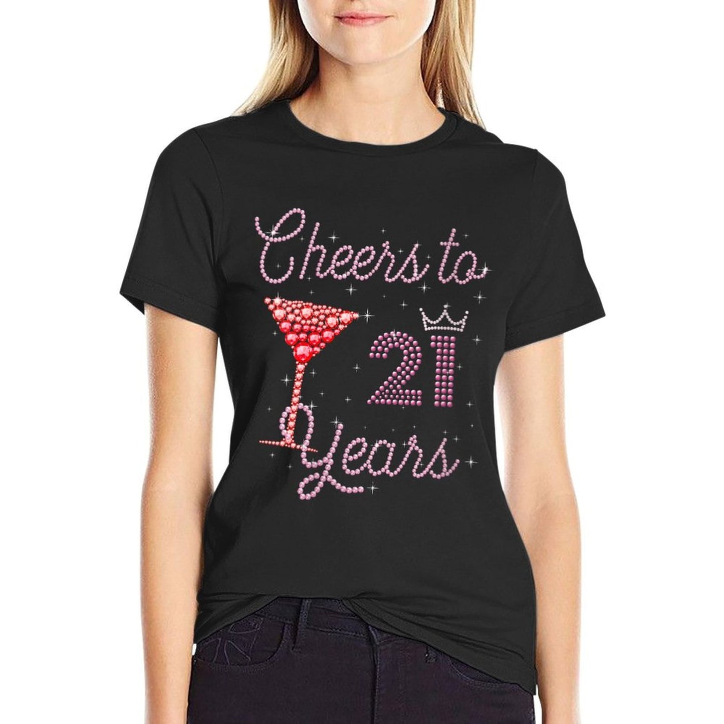 Womens Cheers To 21 Years 21st Birthday 21 Years Old Bday  Affordable Price T-Shirt