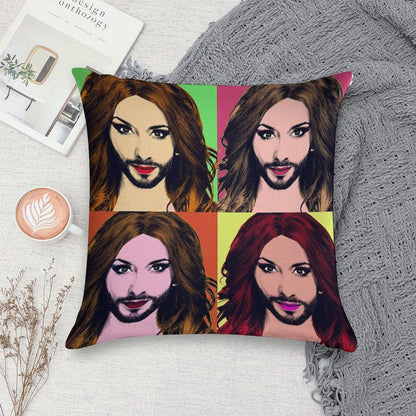 Conchita Wurst - Pop Art Soft Shrink-Resistant Throw Pillow